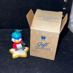 Avon Vintage Collectible “Frosty Treats Ornament” Penguin on a Cookie